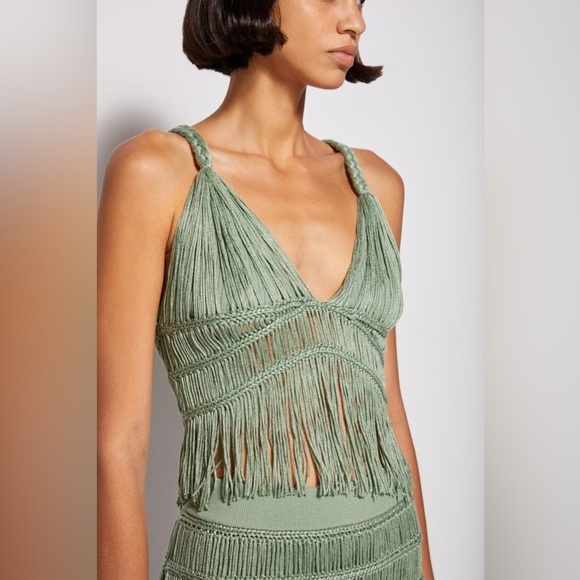 Jonathan Simkhai Tops - Jonathan Simkhai Claudette Bralette Macrame Cropped Tank Sage Green NWT Medium